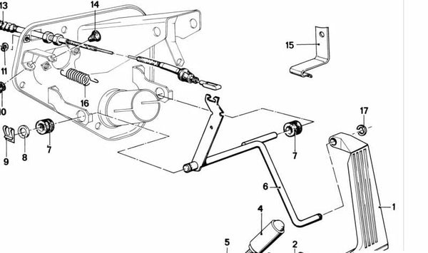 Cable del acelerador OEM 35411152687 para BMW (Todos los modelos compatibles: E12). Original BMW.