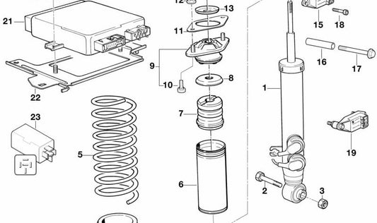 Muelle helicoidal trasero OEM 33531138113 para BMW 840Ci y 850Ci (E31) de 1989 a 1999. Original BMW.