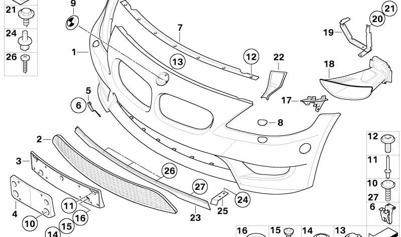 Zentrales Netz für BMW E85, E86 (OEM 51117895842). Original BMW