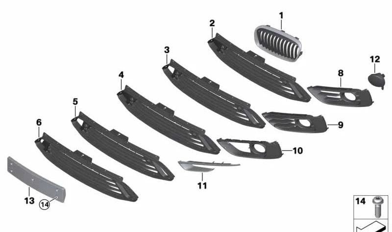 Embellecedor derecho OEM 51117347228 para BMW F45 y F46. Original BMW.