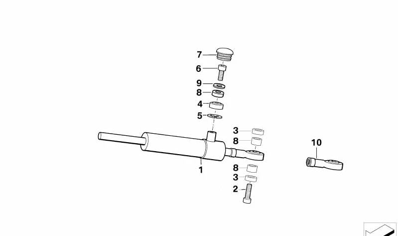 Amortiguador de dirección OEM 31427704221 para BMW Motorrad K 1200 LT, K 1200 RS. Original BMW Motorrad.