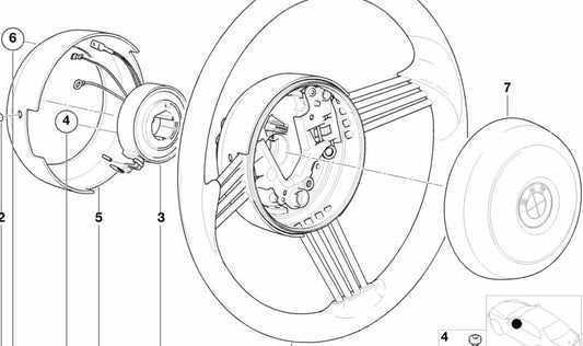Tapa embellecedora de volante en color titanio OEM 32306753458 para BMW Z8 E52. Original BMW.