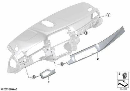 Blende I-Tafel negro brillante acompañante para BMW F10, F11, F18 (OEM 51459166649). Original BMW