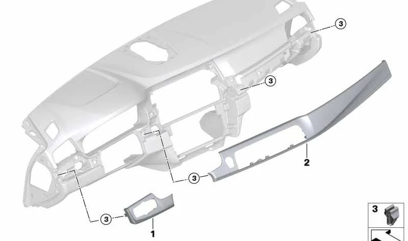 Embellecedor salpicadero aluminio Hexagon OEM 51458050167 para BMW F10, F11. Original BMW.