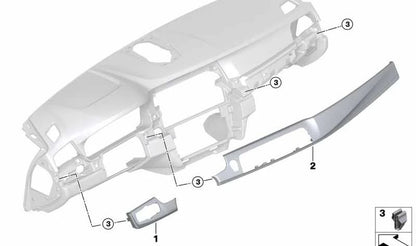 Embellecedor salpicadero aluminio Hexagon OEM 51458050167 para BMW F10, F11. Original BMW.