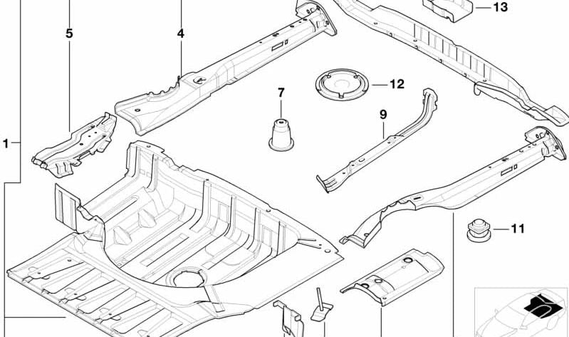 Suelo del maletero OEM 41128185092 para BMW E39. Original BMW.