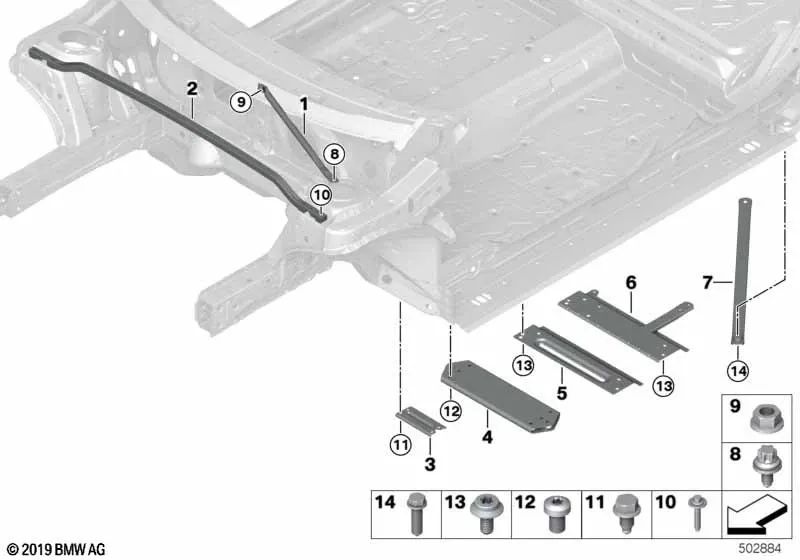 Barra di torsione posteriore sinistra per BMW F45, F48N, F39 e Mini F60, F60N (OEM 51617425187). BMW originale