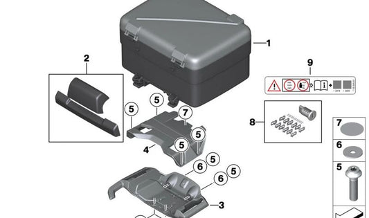 SIGNALIZED SIGNALY PLATE/TOPCASE OEM 71217105849 FOR BMW MOTORRAD R1200GS, R1250GS, F750GS, F850GS, K1600GT, S1000XR and more. Original BMW Motorrad.