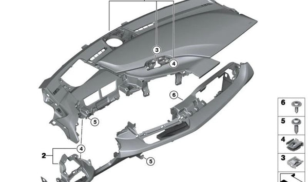 Tablero superior del salpicadero OEM 51459309380 para BMW I12 (i8 Coupé), BMW I12 (i8 Roadster), BMW I15 (i8 Roadster). Original BMW.