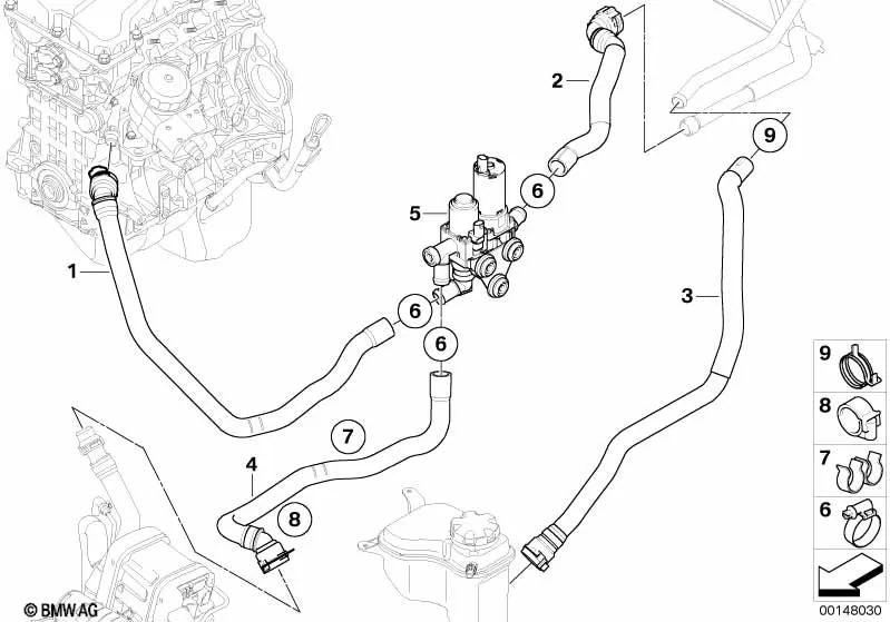 Valve shift hose for BMW 3 Series E90, E91, E92, E93 (OEM 64126953091). Original BMW