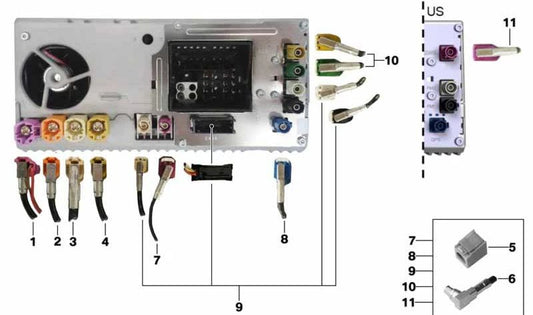 Módulo de antena FM1/FM2/Ethernet BDC OEM 61118781519 para BMW G01, F97, G08, G08N. Pieza electrónica de repuesto original BMW para modelos con unidad central BDC.