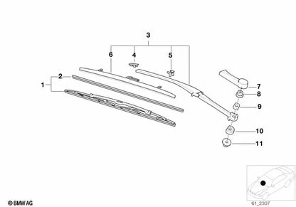 Lavador de compensação do braço do limpador de para-brisa para BMW Série 5 E39 (OEM 61618161493). BMW original