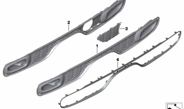 Rejilla parachoques trasero OEM 51127365090 para MINI F55 (Cooper S), F56 (Cooper S), F57 (Cooper S). Pieza original MINI.