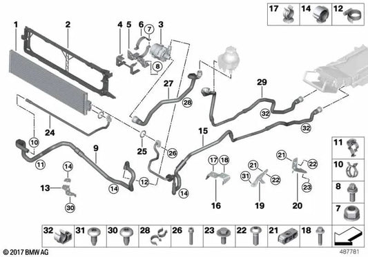 Tuyau de réfrigérant pour la série BMW 5 F10, F01N, F02N (OEM 17127623257). BMW d'origine
