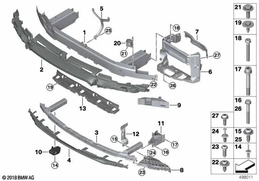 Upper shock absorber for BMW 6 Series G32 (OEM 51117388598). Original BMW
