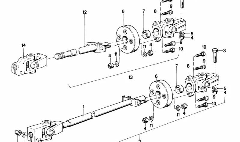 Eje inferior de dirección OEM 32311121790 para BMW E21 {todos los modelos compatibles: 315, 316, 318, 320}. Recambio original BMW.