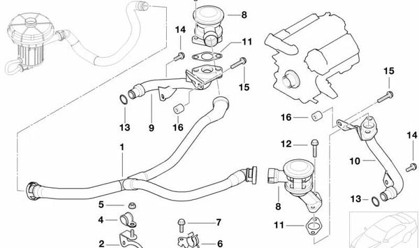 Conducto de aire para BMW Serie 5 E60, E61, Serie 6 E63, E64, Serie 7 E65, E66 (OEM 11727541418). Original BMW
