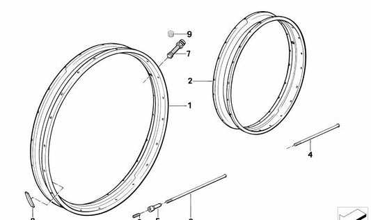 Llanta trasera OEM 36311458443 para BMW K1200LT. Original BMW Motorrad.