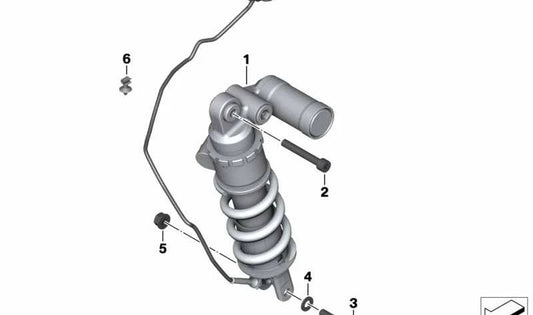 Amortiguador trasero OEM 33548531367 para BMW Motorrad HP4, S1000RR (2010-2014). Repuesto original BMW Motorrad.