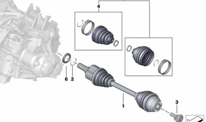 Árbol de salida izquierdo OEM 31605A2E037 para MINI F55, F56, F54, F57. Original MINI.