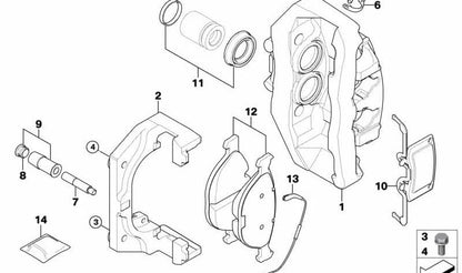 Soporte de pinza de freno trasera OEM 34112283171 para BMW E60, E61, E63, E64. Original BMW.