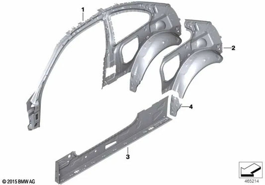 Radhaus exterior rear right for BMW F87, F87N (OEM 41218069022). Original BMW