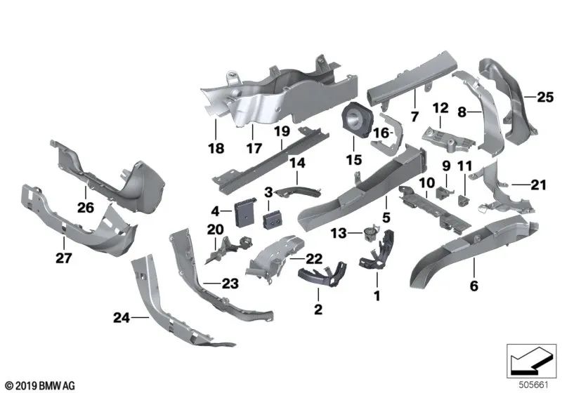 Kabelschacht pour BMW 6 F06 Series, F06N Series 7 F01, F01N, F02, F02N, F04 (OEM 61139166352). BMW d'origine.