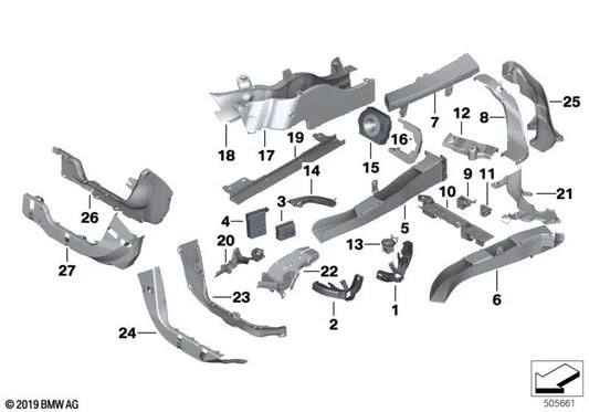 Kabelschacht pour BMW 6 F06 Series, F06N Series 7 F01, F01N, F02, F02N, F04 (OEM 61139166352). BMW d'origine.