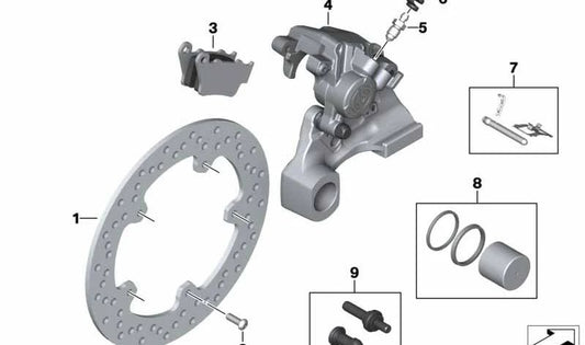 Pinza de freno trasera OEM 34218860555 para motos BMW S 1000 R, S 1000 RR... y más. Original BMW Motorrad.
