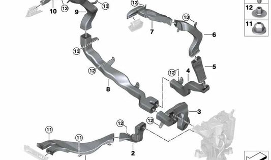 Conducto de aire frío derecho OEM 64227466094 para BMW X7 G07, G07N. Original BMW.