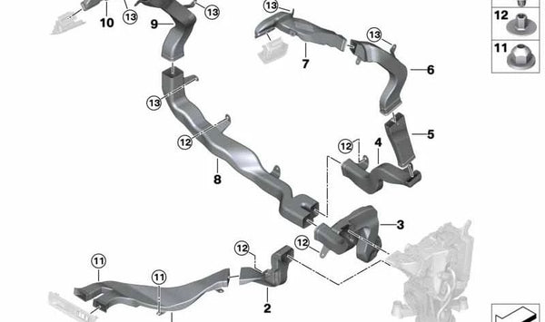 Conducto aire caliente OEM 64227434336 para BMW G07. Original BMW.