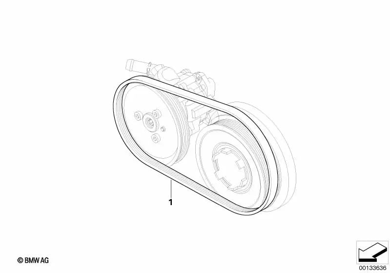 Correa Poly-V per BMW 3 E90 Series, E90N, E91, E91N, E92, E93 (OEM 11287794070). BMW originale.