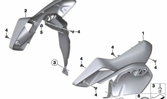 OEM 46638533659 Linksgelieferungskanalabdeckung für BMW Motorrad R 1200 GS (RK50) Jahr 2012–2016. Originaler BMW Motorrad.