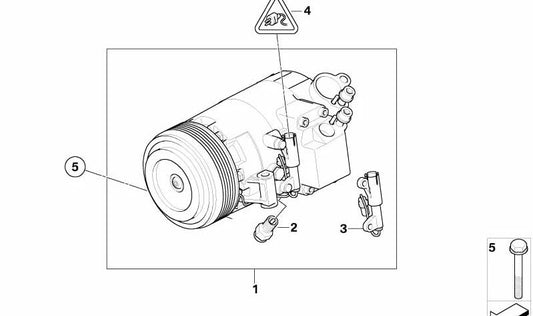 Compresor de aire acondicionado OEM 64509182797 para BMW E83 X3. Original BMW.