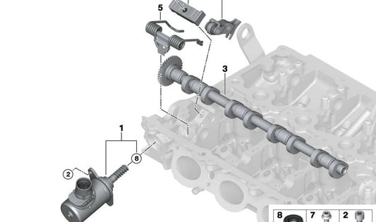 Eccentric camshaft for MINI F65, F66, U25; BMW 1 Series F70, 2 Series U06, 3 Series G20N, G21N, 4 Series G22N, G23N, G26N, 5 Series G60, G61, G68, X1 U11, U12, X2 U10, X3 G45, X5 G18N, X6 G06N (OEM 11379494047). Genuine BMW