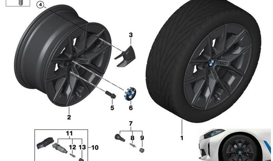 Llantas de aleación 18" gris grafito OEM 36106896772 para BMW G26 (420d, 420d xDrive, 420i, 430d xDrive). Original BMW.