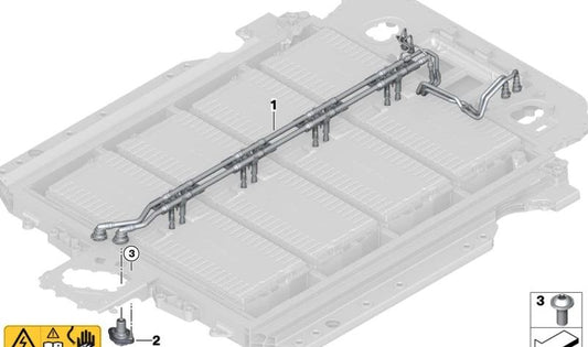 Tubería de refrigeración OEM 61279845299 para BMW X1 U11, X2 U10 y MINI Countryman U25. Compatible con modelos eDrive y xDrive. Original BMW y MINI.