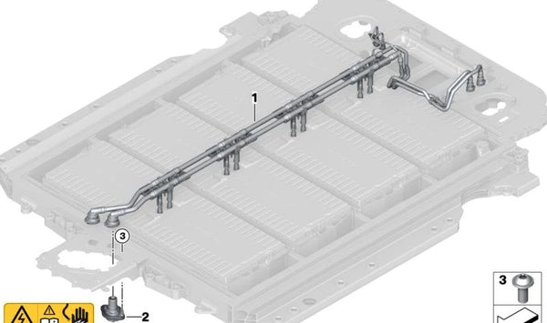 Tubería de refrigeración OEM 61279845299 para BMW X1 U11, X2 U10 y MINI Countryman U25. Compatible con modelos eDrive y xDrive. Original BMW y MINI.