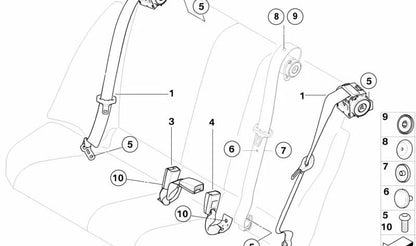 Cinturón trasero derecho OEM 72117245663 para BMW E81, E87, E90, E91. Recambio original BMW.