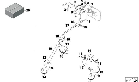 Tubo de resfriamento OEM 11532484636 para BMW E46, E60, E61, E65, E66, E83, E85, E87, X3, Z4. Conecte o motor e o radiador. BMW original.