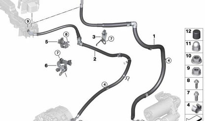 Cable de conexión alternador B+ OEM 12428680390 para BMW G30, G31, G32, G11, G12 y todos sus modelos 540i, 540i xDrive, 540Li, 640i, 640i xDrive. Original BMW.