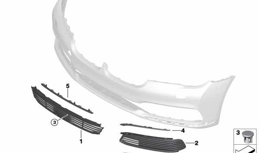 Rejilla toma de aire derecha semidescubierta OEM 51117486846 para BMW G11 y G12. Pieza original BMW.
