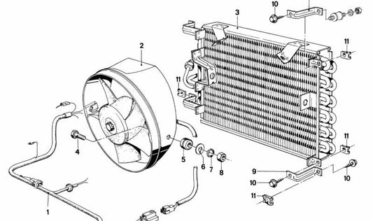 OEM air conditioning condenser 64531366344 for BMW E21. Original BMW.
