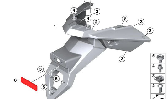 Soporte de matrícula trasero OEM 46627695030 para motos BMW F700GS, F800GS, F800GS Adventure. Original BMW Motorrad.