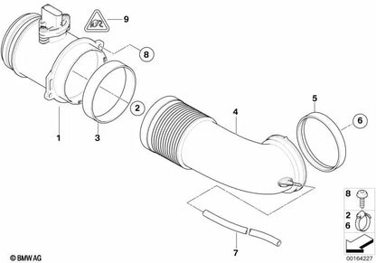 Contador de masas de aire OEM 13627501554 para BMW Serie 7 E65, E66 (735i, 745i, 745Li) motor N62. Original BMW.