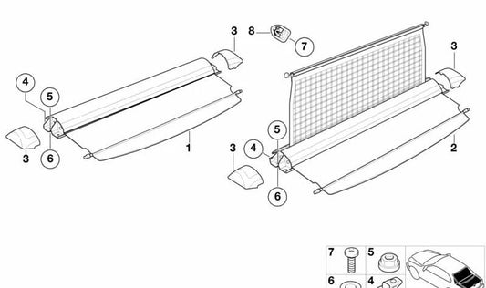 Sun protection blind for various BMW models/series (OEM 51478407129). Original BMW