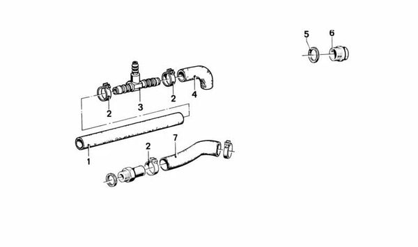 Manguera de refrigerante OEM 11531266457 para BMW E12. Original BMW.
