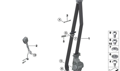OEM 72117453790 Desvio da correia de segurança para BMW F20, F21, F40, F52, F70, F22, F45, F46, F87, F30, F31, F34, F35, F35, F80, G20 G26, F G30, G31, G38, G32, G11, G12, F48, F49, F39 e MINI F54, F55, F56
