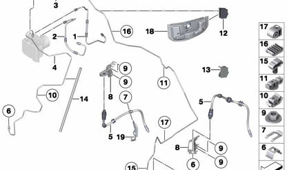Soporte de latiguillo de freno izquierdo OEM 34306771691 para BMW E90, E91, E92, E84. Original BMW.