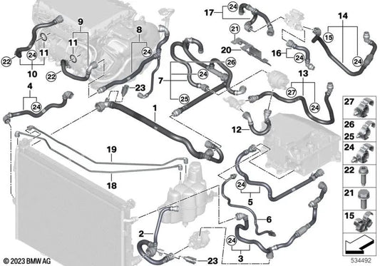 Tubo della valvola di commutazione - Unità di refrigerazione per BMW U11, U12 (OEM 17128478451). BMW originale.